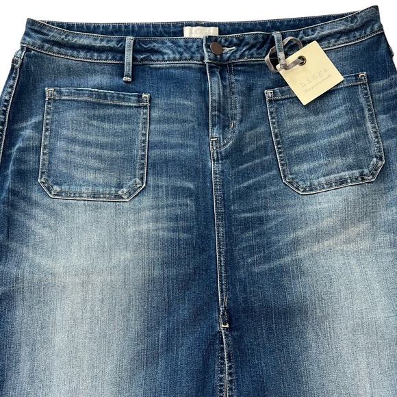 Hinge Denim Skirt XL Front Pockets Knee Length Blue Jean Casual Boho Chic NWT - Picture 12 of 12
